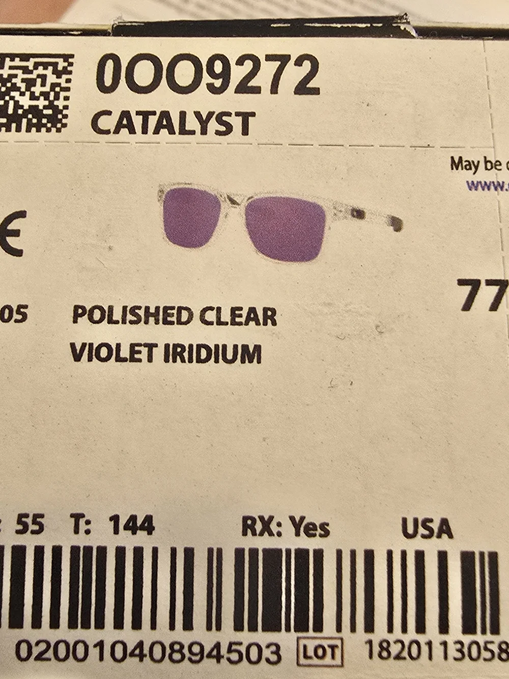 Oakley Catalyst 0OO9272 - Polished Clear Sunglasses with Violet Iridium Lenses
